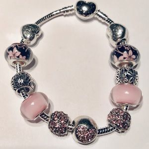 Auth Pandora Bracelet “Heart of Charms”